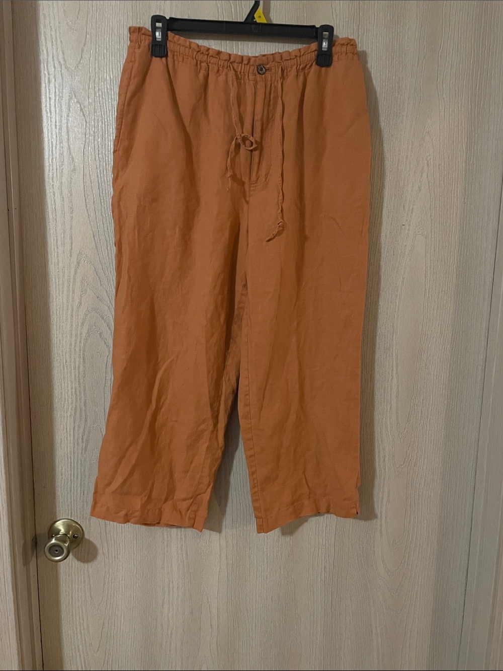 Relaxed Wide-Leg Drawstring Pants in Burnt Orange